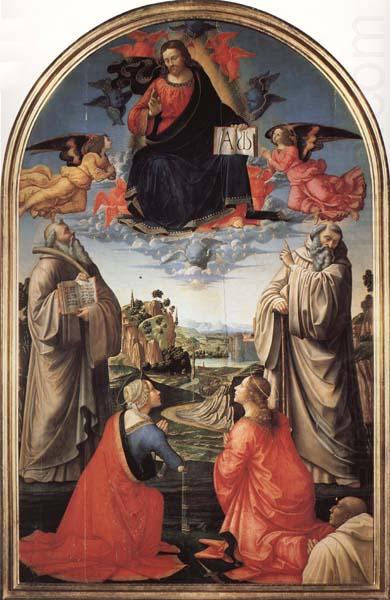 Domenicho Ghirlandaio Christus in der Gloriole mit den Heiligen Bendikt,Romuald,Attinea und Grecinana china oil painting image